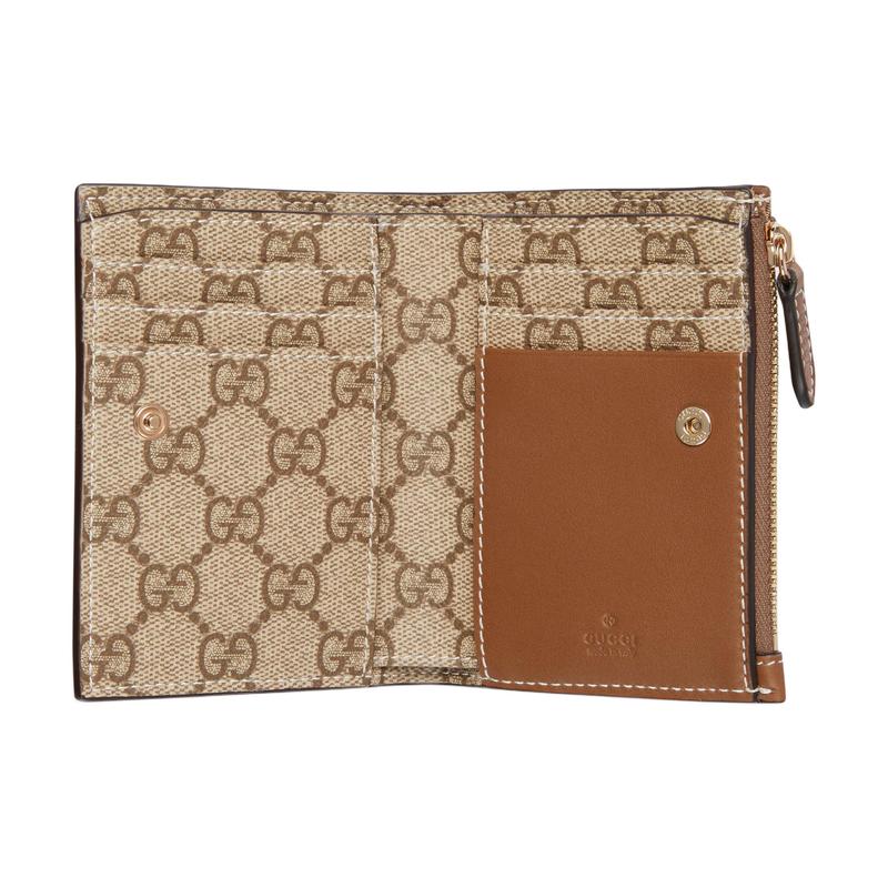 Gucci GG Emblem Logo Embossed Details Leather Wallet Medium Women's Brown