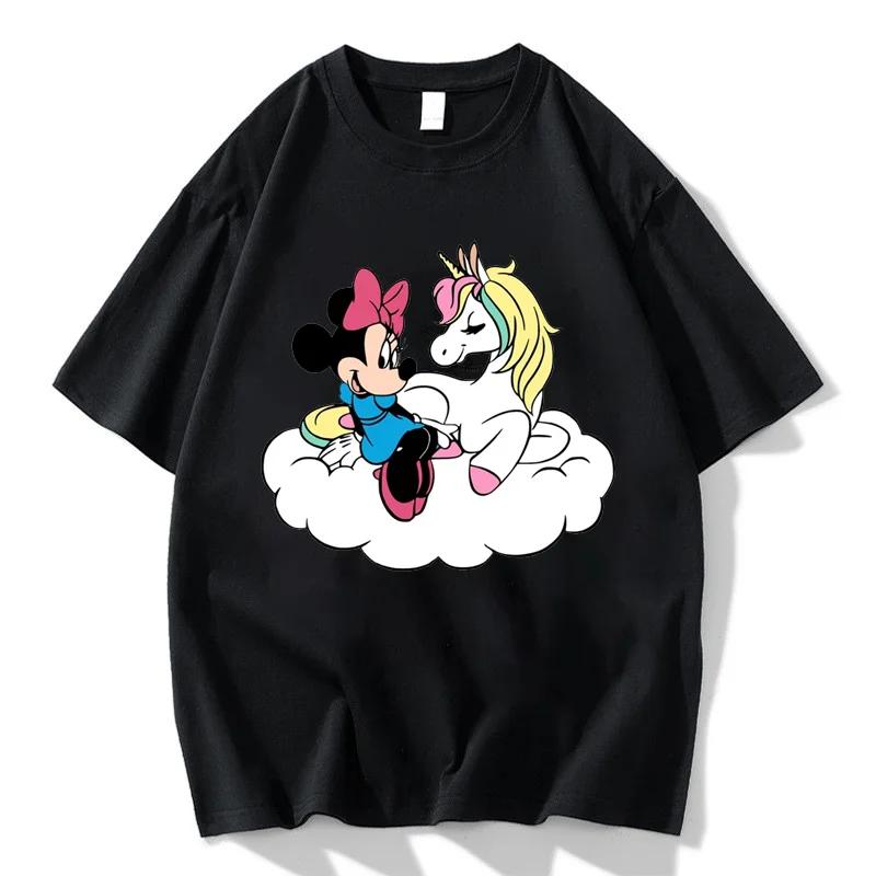

Летняя Новая Футболка с Микки Маусом и Минни Маусом Женская Новая Большого Размера Футболка Y2K Ретро Свободный Повседневный Короткий Рукав Топ S
