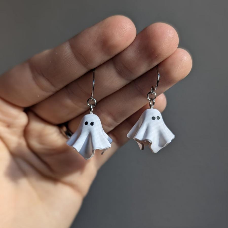 Cute Halloween Ghost Drop Earrings for Women Girls Fashion Little Ghost Ear Drop Birthday Party Zircon Accessories Gift