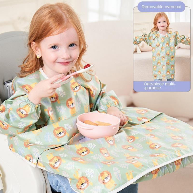 

Clean Feeding Bib for Baby Boys Girl 8M-5Y Waterproof Bib Apron Smock with Table Cover Infant Mess-Free Kids Full Coverage Bib F