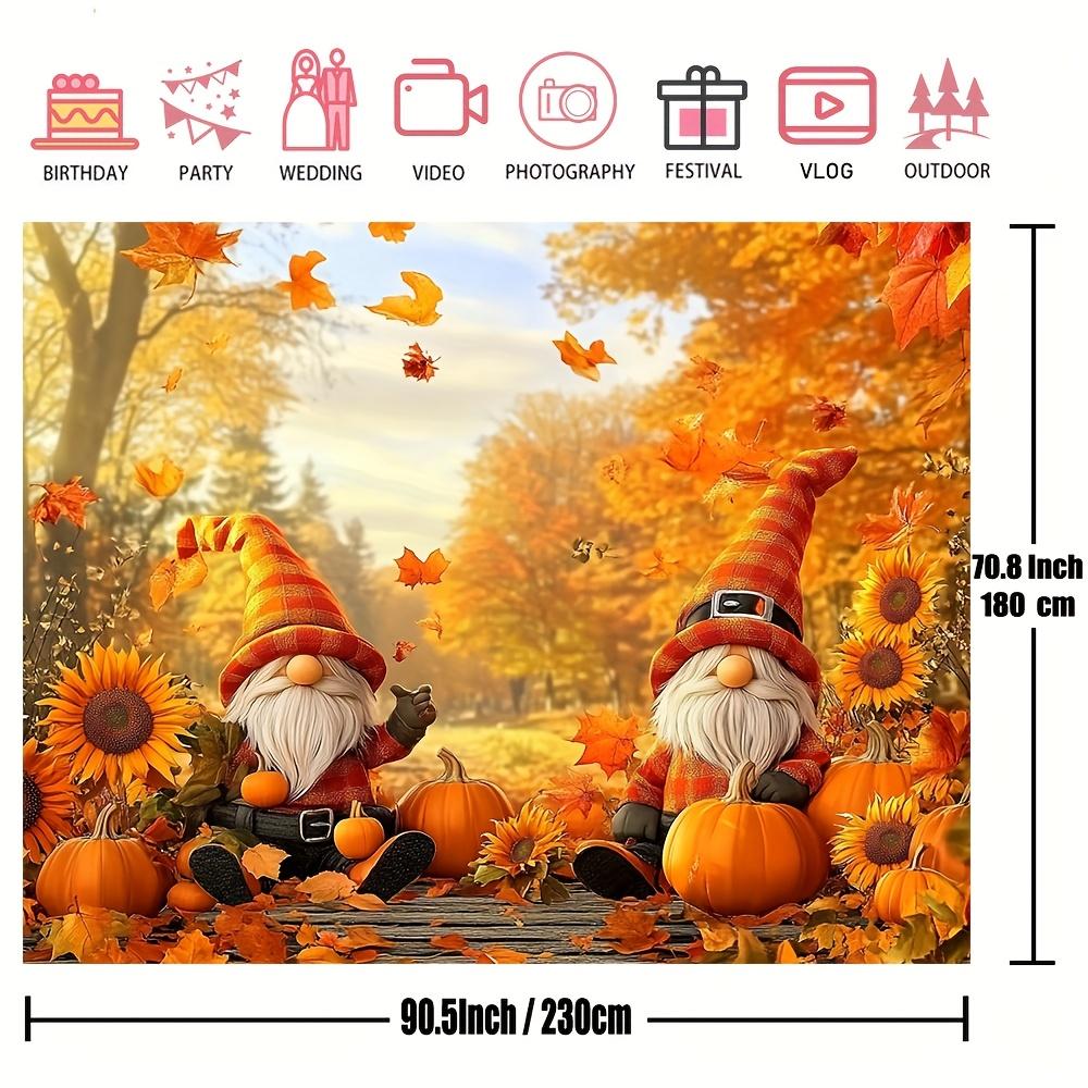 A multi-functional autumn goblin figurine with a pumpkin background made of 100% polyester fiber material