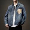 American Retro Denim Jacket Men'S Loose Large Size Jacket Heavy Blue Tooling Top Trendy Brand