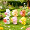 Cute Animal Miniature Figurine Mini Resin Bear Bunny Duck Holding Flower Statue for DIY Moss Landscape Fairy Garden Home Cake Decor