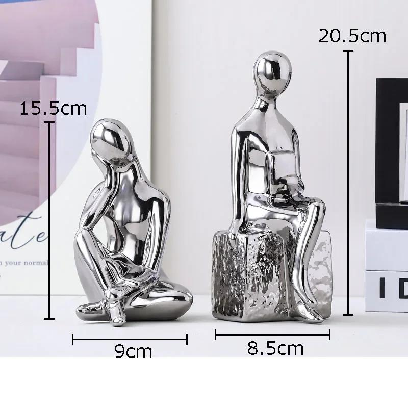 

Thinker Characters Ceramic Statue 2pcs Abstract Artwork Figures Sculpture Desk Decoration Modern Crafts Room Aesthetics Decor