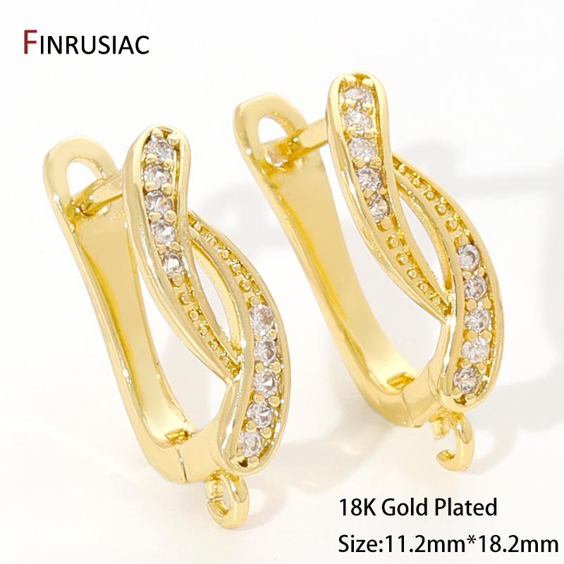 18K Gold Plated Zircon Shvenzy Earrings Making Supplies,Brass DIY Creative Basic Earwire Stitches Earring Hooks Accessories
