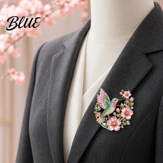 Metal Pin Brooch Pin Hummingbird Flower Design Lapel Enamel Glaze