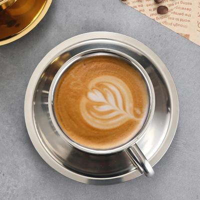 Hrnek na kávu 304 Nerezová ocel na Latte Džus Kempování s uchem Čajové nádobí 170ml