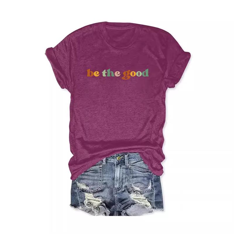 

Women s Summer Patterned Round Neck Short-Sleeve T-Shirt M