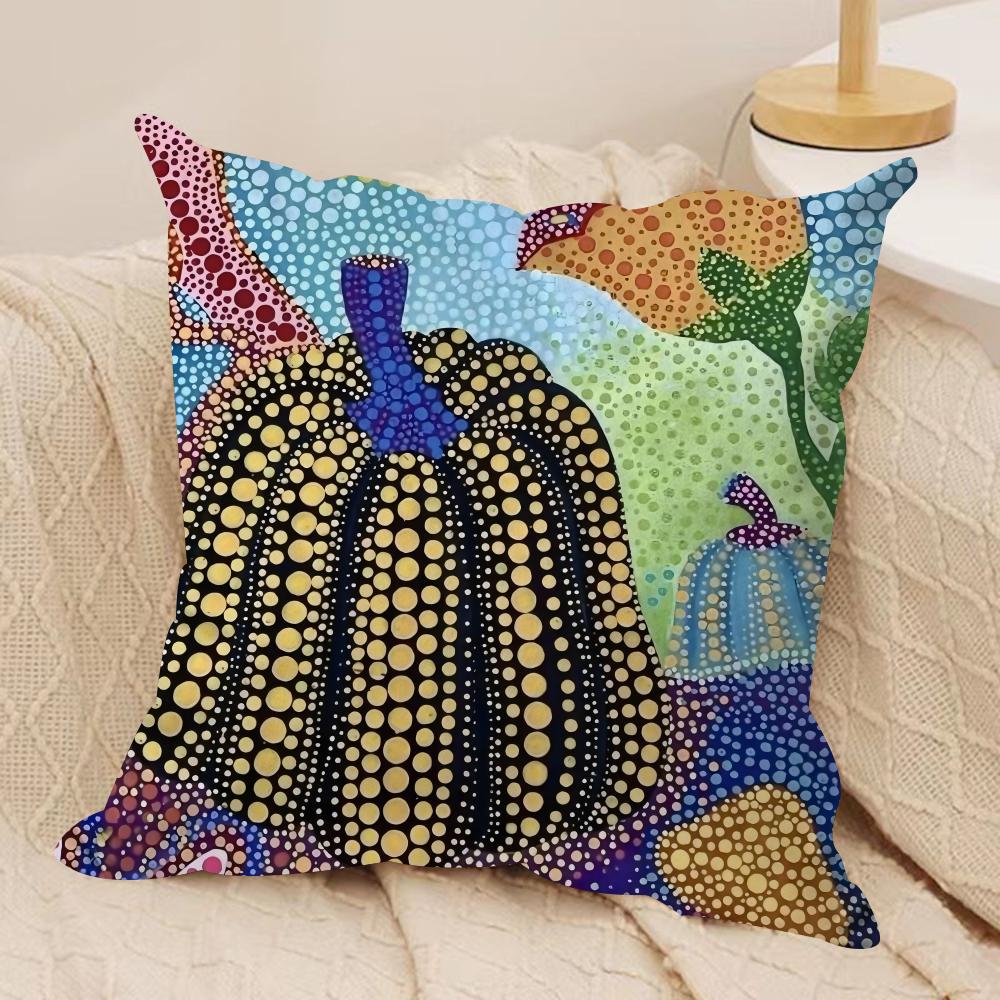 Yayoi Kusama Abstract ArtCushion Cover Soft Plush Fabric Double-Sided Printed Sofa Cushion Cover for All Seasons Home Decor Gift