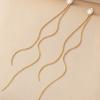 2pcs Minimalist Punk Style Stainless Steel Pointed Pendant Tassel Earrings, Suitable For Daily Wear