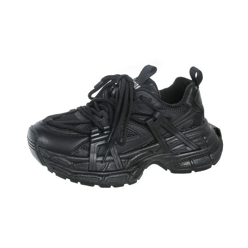 Autumn and winter dad shoes women's feet show small thick soles black new small height increase sports casual shoes women's shoes