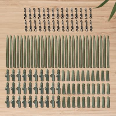 120Pcs Carp Fishing Kit Clip Quick Change Swivels Tail Sleeves Carp Fishing Terminal Fishing Accessories for Carp Fishing Rig