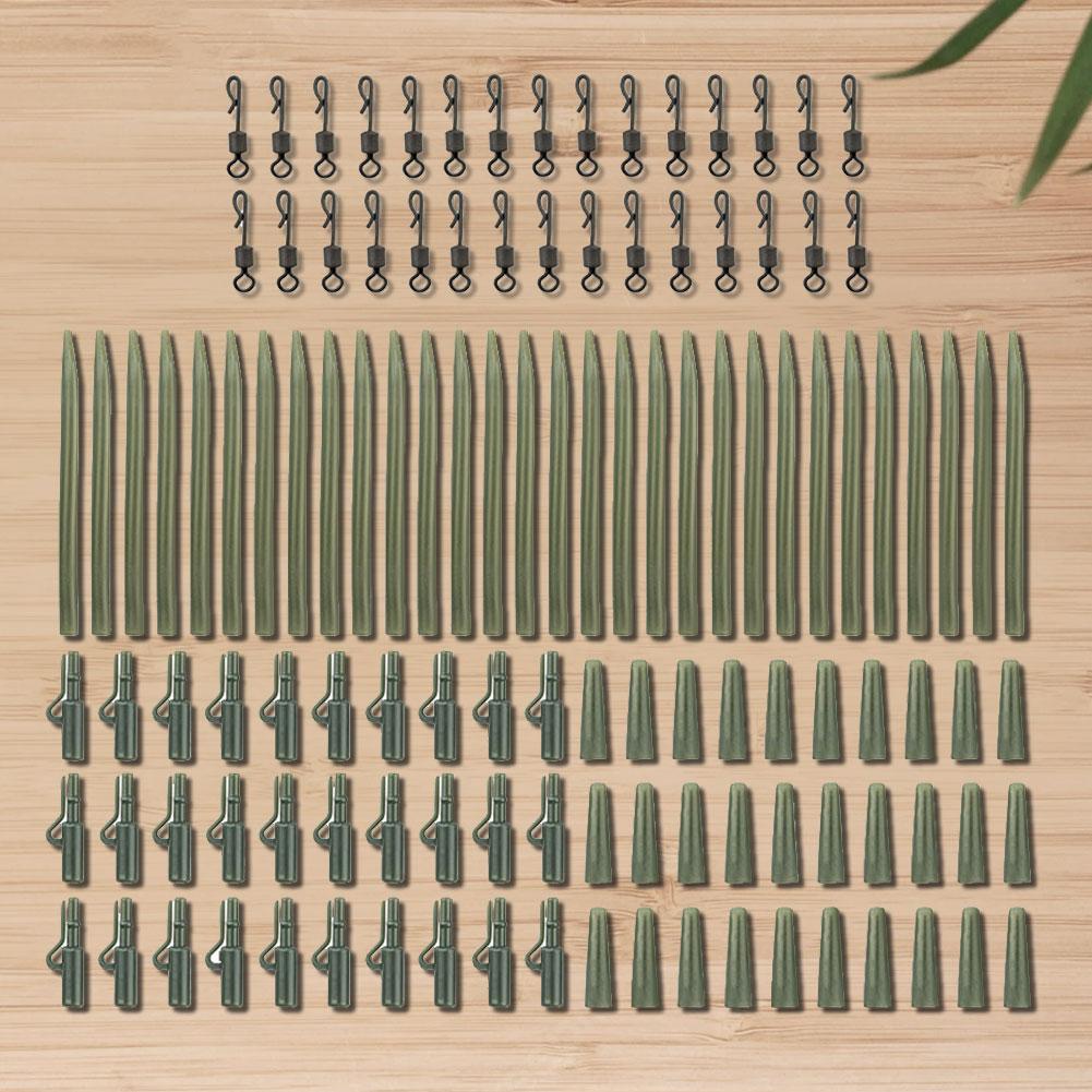 120Pcs Carp Fishing Accessories Set Clip Quick Change Swivel Tail Sleeves Carp Fishing Terminal Fishing Accessories for Carp Rig