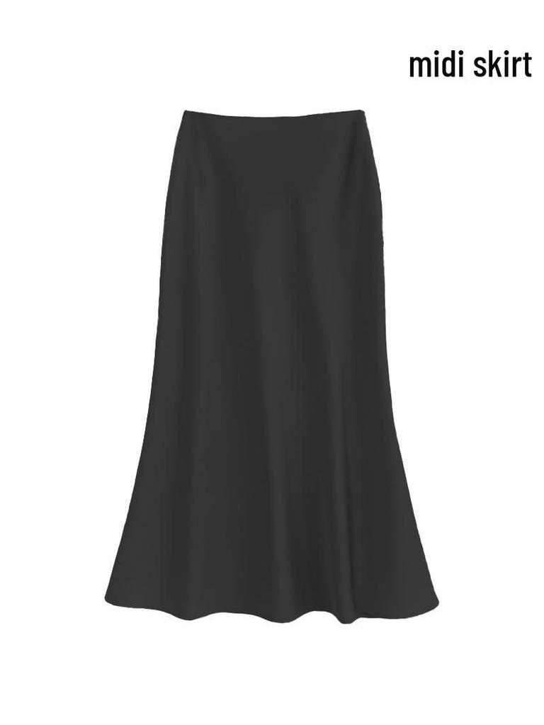 French Luxury Imitation Satin High-Waist Fishtail Midi Skirt for Women