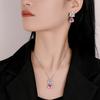 Conjunto de Pingente de Pétala Vermelha Rosa com Corte Rosa Simulação de Joia Pedra Principal 12Mm