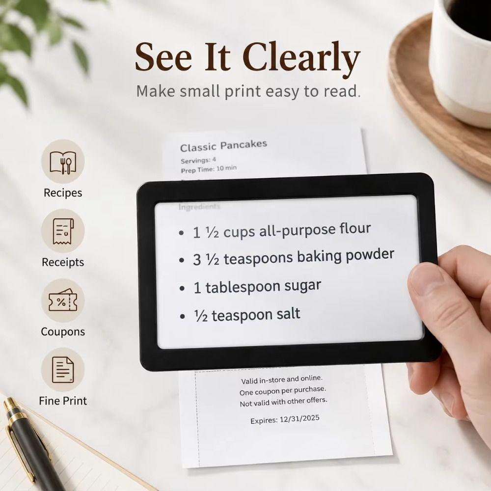 10PCS Slim Design Card-type Magnifier Card-Sized Reading Magnifier Reading Small Text