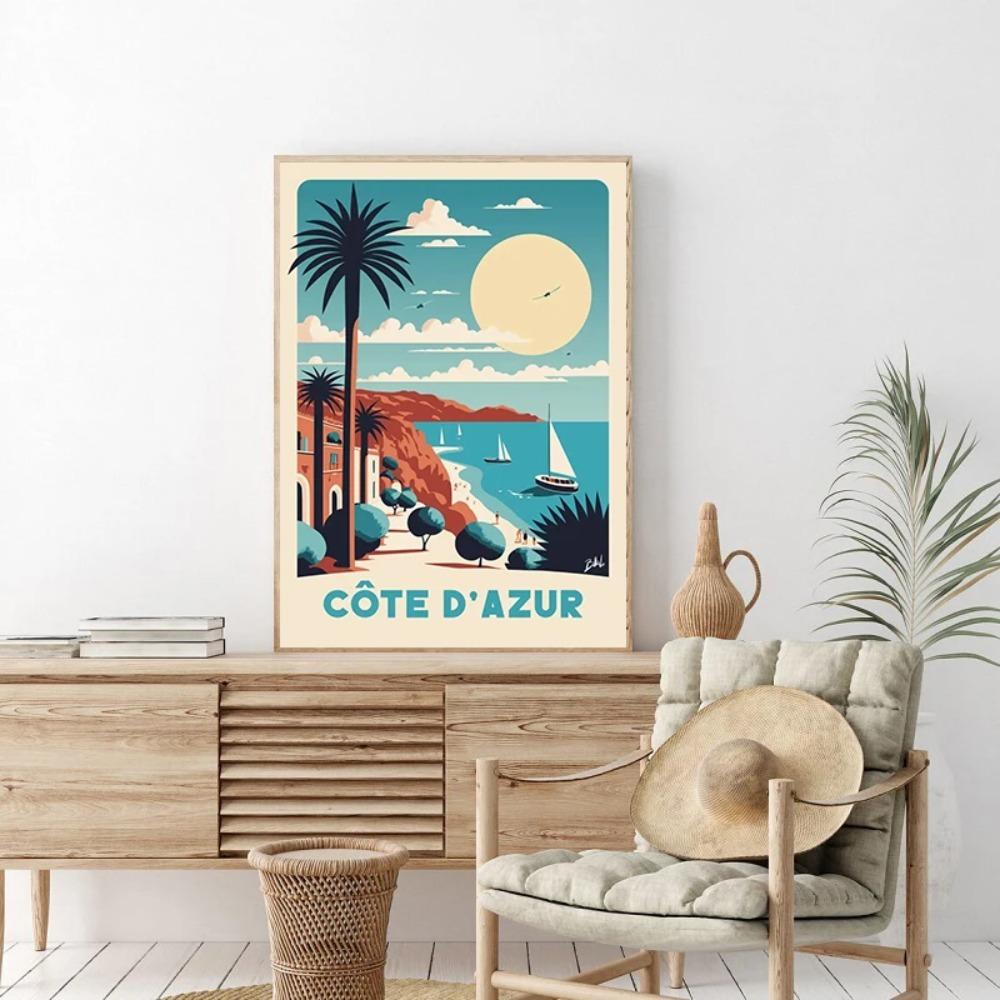 Retro France Travel Marseille Petanque Verdon Poster Canvas Painting Wall Art Living Room Home Decor