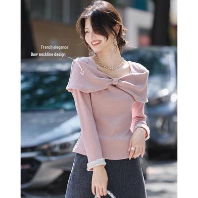 Women's Elegant Bow-Knot Long Sleeve Top