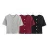 Versatile V-Neck Short-Sleeve Cable Knit Sweater for Women