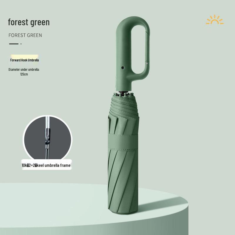 Automatic Windproof Folding Umbrella with Sun Protection, Reverse Design for All Weather, Black