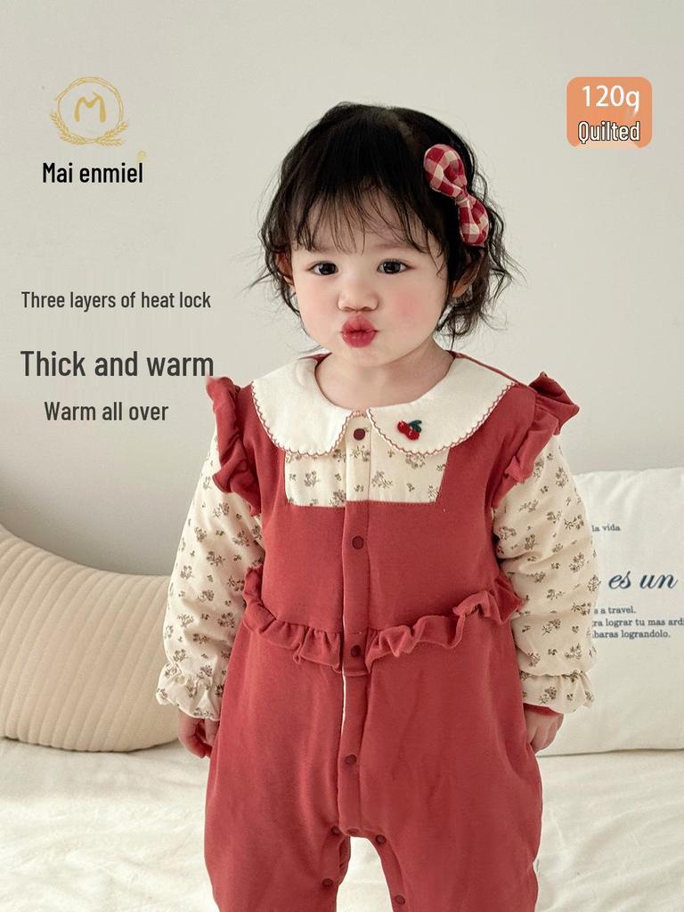 Mai Enmi'er Quilted Baby Bodysuit - 120g, Wool Stretch, Warm Coverall for Autumn/Winter (Class A)