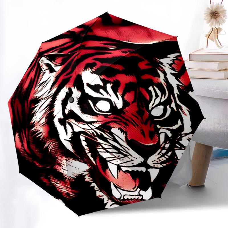

1pc Tiger Print Automatic Umbrella - Automatic Opening And Closing, Sturdy Iron Frame, Formal Occasions yy251018103