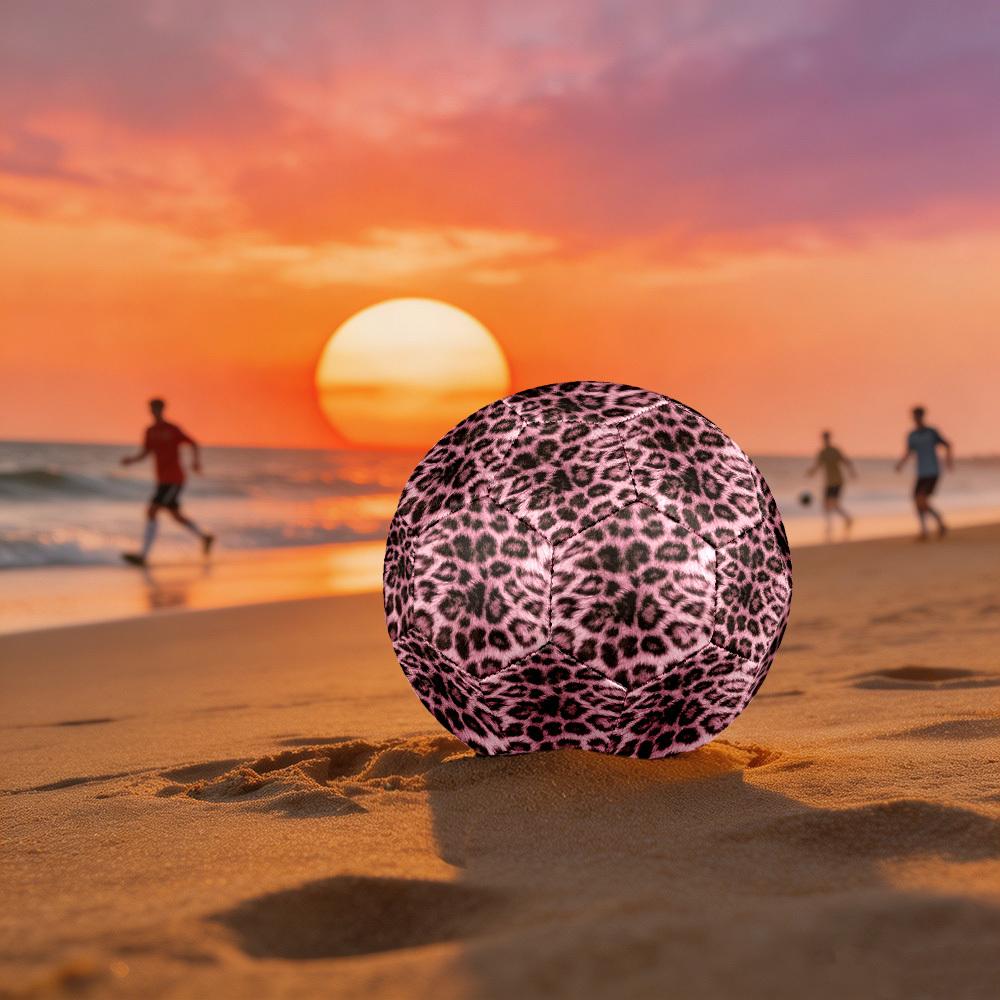 1pc Pink Leopard Print Theme Soccer Ball Football, Size 5, Lightweight PVC, Outdoor Training Soccer Ball,Gift c65131