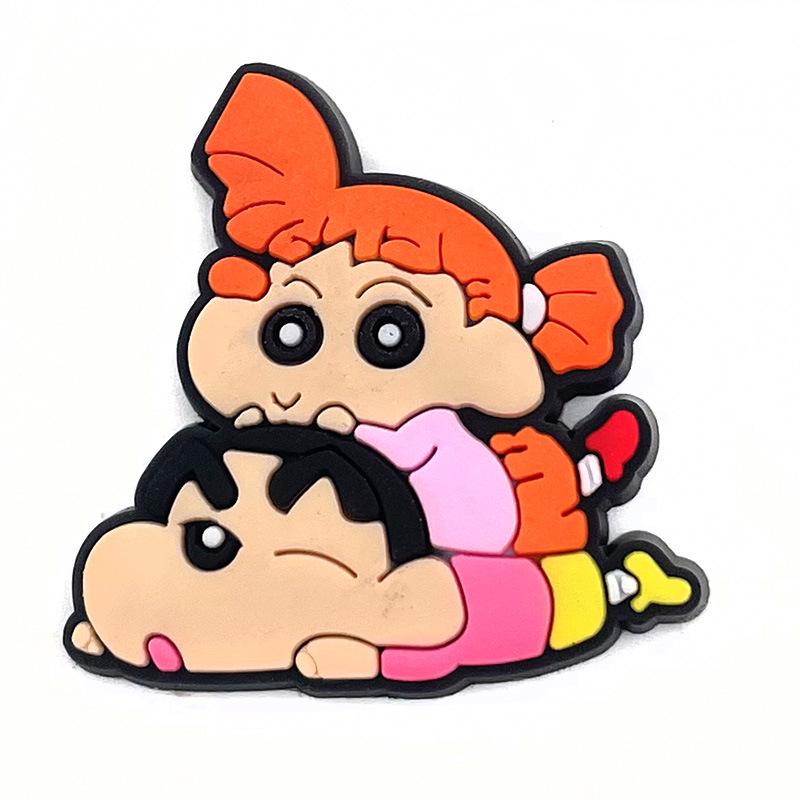 Crayon Shin-chan Funny Hole Shoe Buckles: Soft Rubber Shoe Accessories with Floral Design