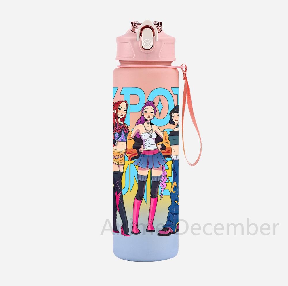 Anime K-Pop Character Water Cup Demon Hunters Large Capacity Outdoor Portable Rope Drinking Bottle for Boy and Girl Gift