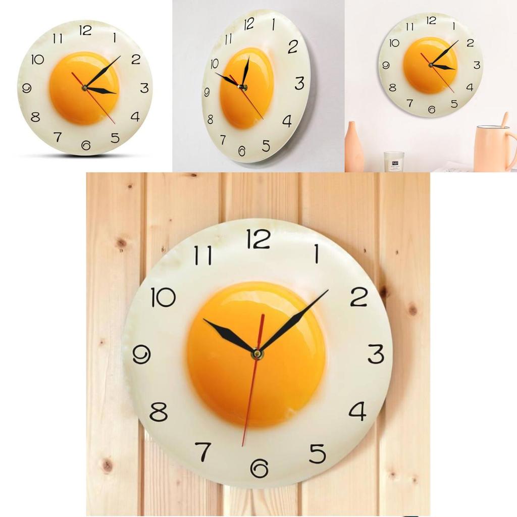 Digitale geräuschlose Quarz-Wanduhr Spiegelei mit Acrylrahmen für Küchendekor