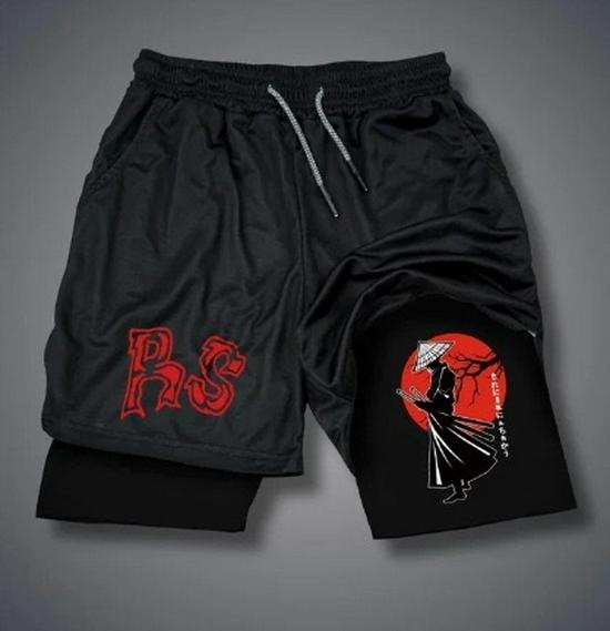 

Трендовые дышащие двухслойные спортивные шорты с европейским и американским мультяшным принтом - повседневный крой 3XL