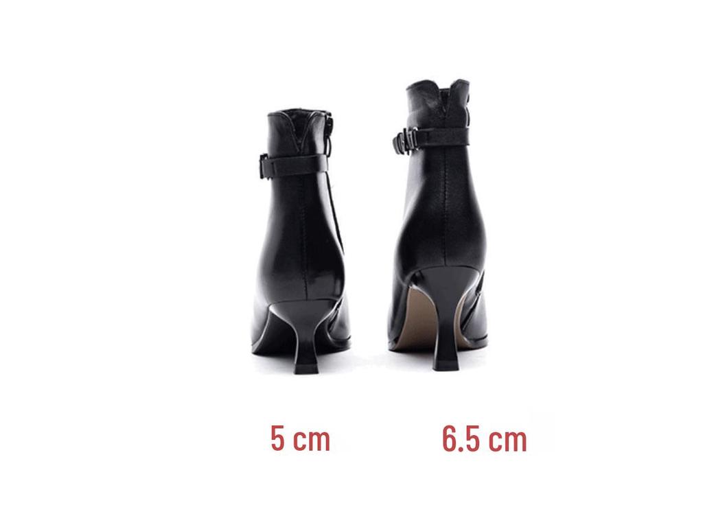 Szykowne czarne skórzane botki: Szpiczaste szpilki, ocieplane polarem na wiosnę i jesień