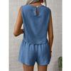 Women's Solid Color Simple Fashion Casual Sleeveless Top and Shorts Set