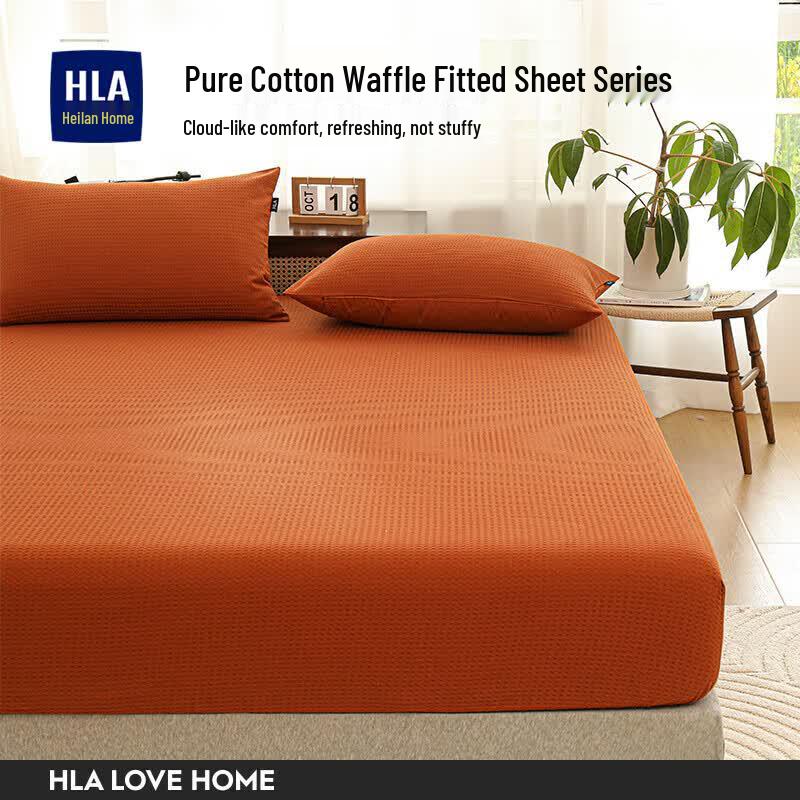 Heilan Home Waffle Cotton Fitted Sheet Set