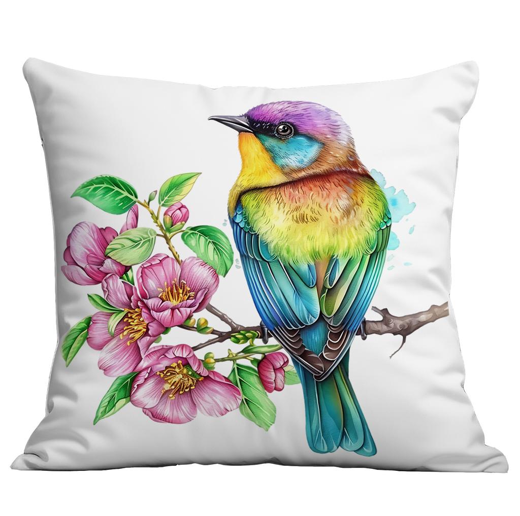 New Spring Flower and Bird Print Pillowcase Home Living Room Sofa Cushion Pillowcase
