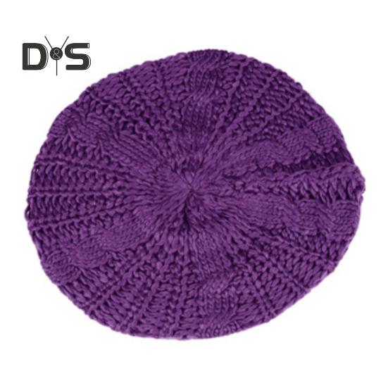 Women Fall Winter Hat Knitted Bonnet Solid Color Elastic Twisted Texture Keep Warm Beret Photo Prop Cap for Outdoor Activities Travel Cycling