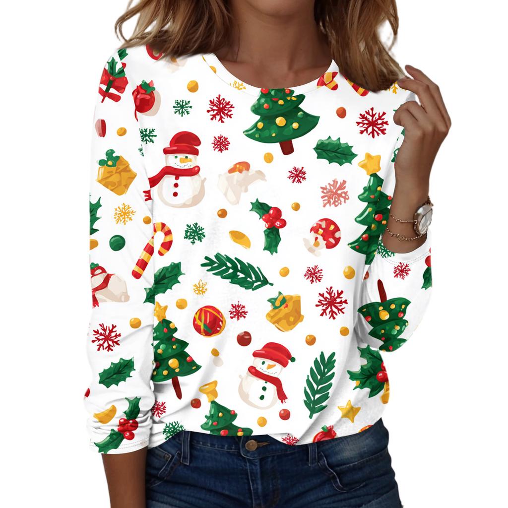 Women's Fashion Casual H Printed V-Neck Long Sleeve Decorative Button T-Shirt Tops