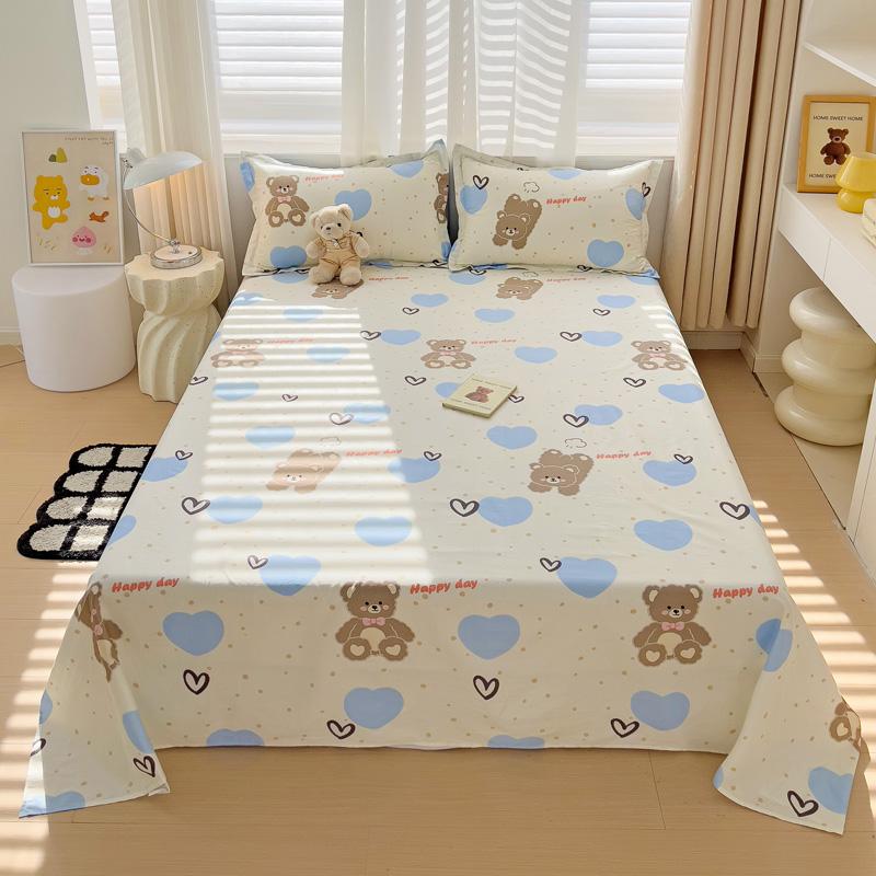 1pc 100% Cotton Bedsheet Cartoon Style Bed Linen Skin-friendly Flat Bed Sheet Adults Kids Sheets Drap De Lit (No Pillowcase)