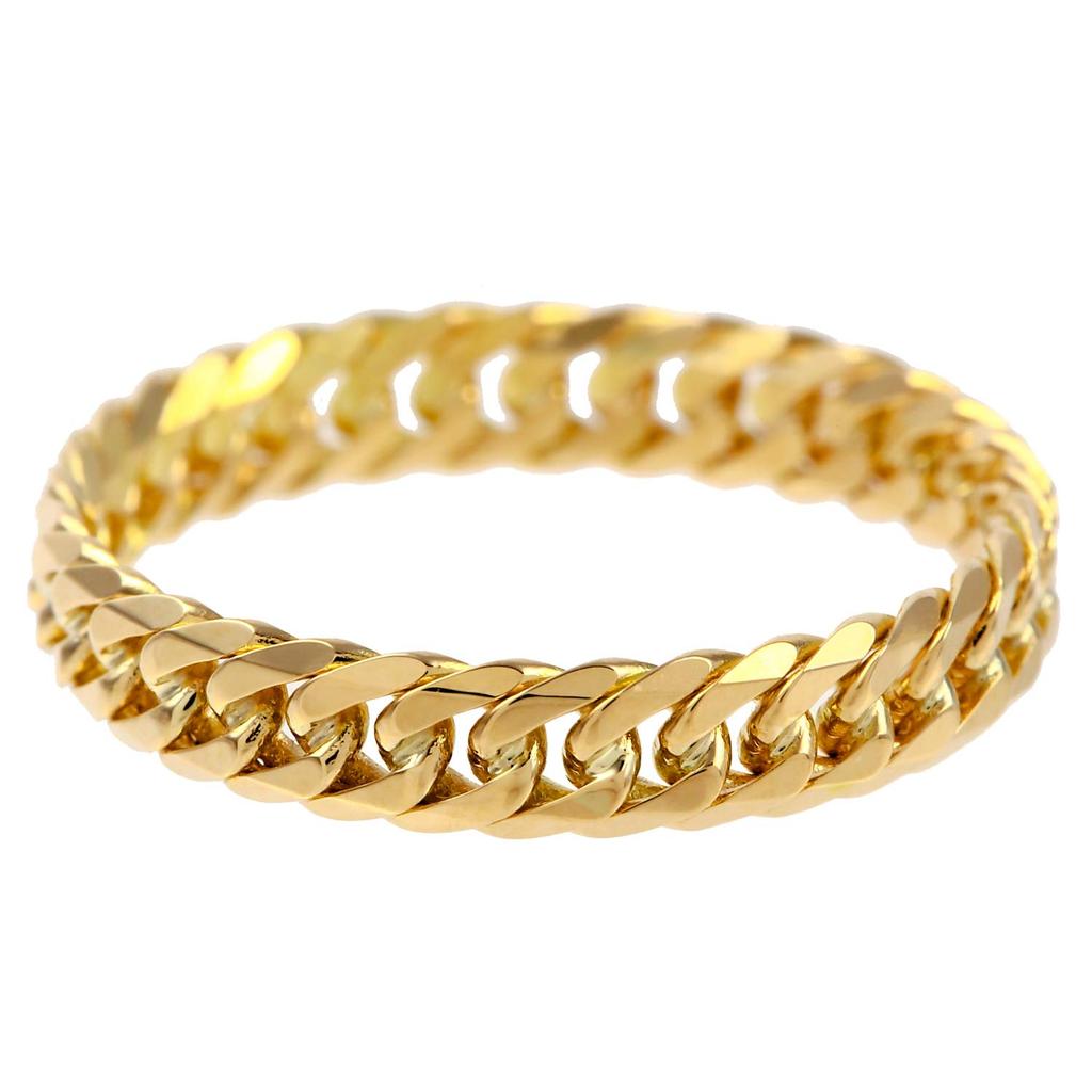 18K Gold Double Curb Chain Made In Japan Inner Diameter Outer Diameter [FAIRY CULLET] Ring, 6-Sided Ring, Thin, (Size 15, 17.66mm, 20.4mm)