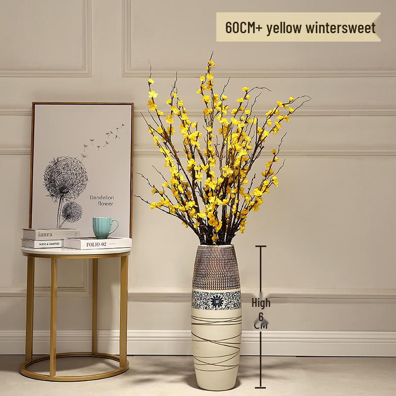 Large European-Chinese Ceramic Floor Vase for Home and Living Room Floral Decor