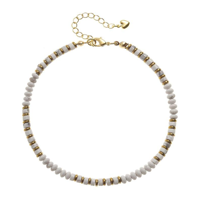 Natural Stone Beaded Anklets for Women Girls Handmade Summer Beach Boho Turquoise Beads Ankle Bracelet Foot Jewelry Gift for Her CLE