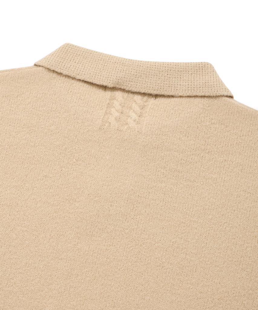 COFWI Wool Button Knit Polo Shirt Beige