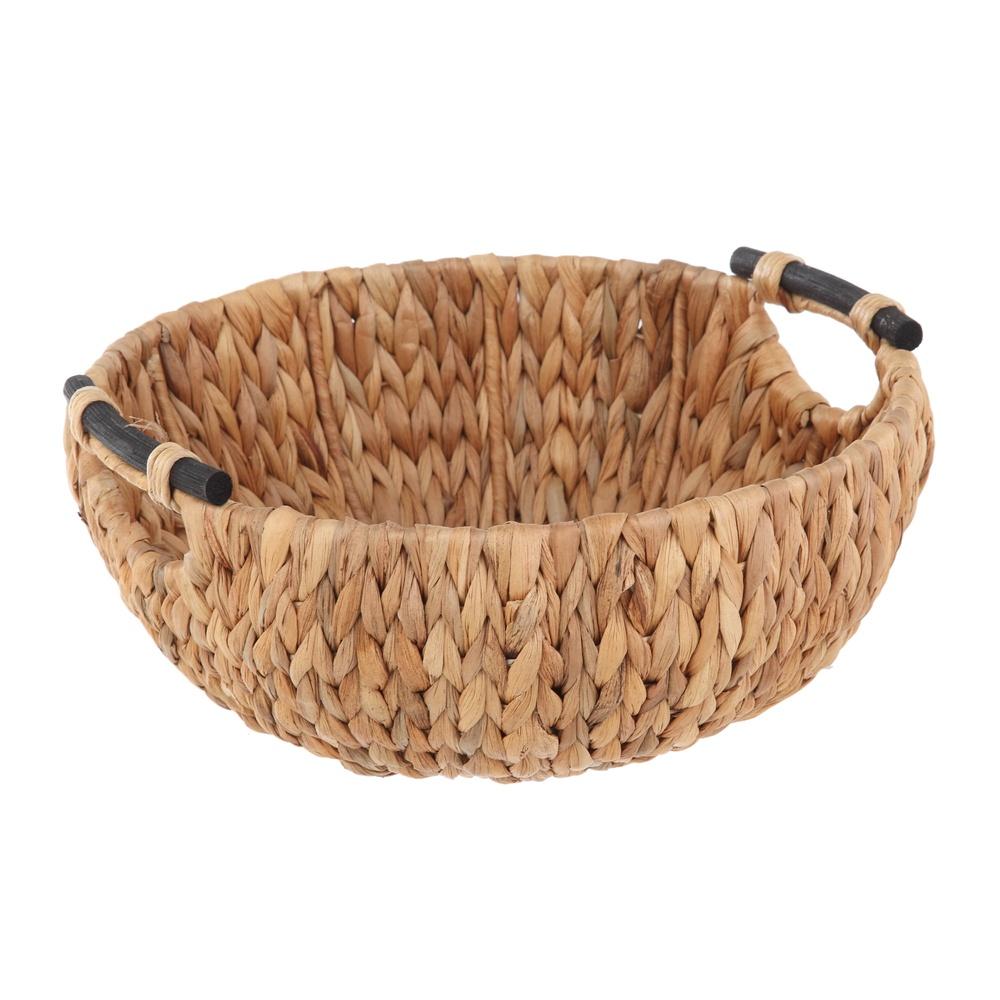 

Natural Woven Water Hyacinth Decorative Bowl with Wooden Handles Home Storage Floral Centerpiece Kitchen Dining Table United States