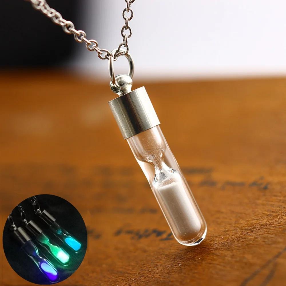 Women Men Glowing Luminous Sand Timer Car Pendant Glass Hourglass Bottle Ladies Couple Gift Lovers