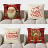 Home Decor Santa Claus Plaid With Holly Pillow Cover Pattern Cushion Cover Suitable For Sofa Bedroom Car Pillow Cover