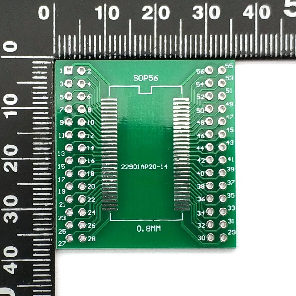 TSOPII TSSOP56 SOP56 Conversion Board 0.635mm / 0.8mm Pitch SDRAM Adapter Board