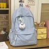 Schoolbag: Korean-style cute plaid backpack, for girls, middle and high school students, large capacity, lightweight, minimalist, INS trendy backpack