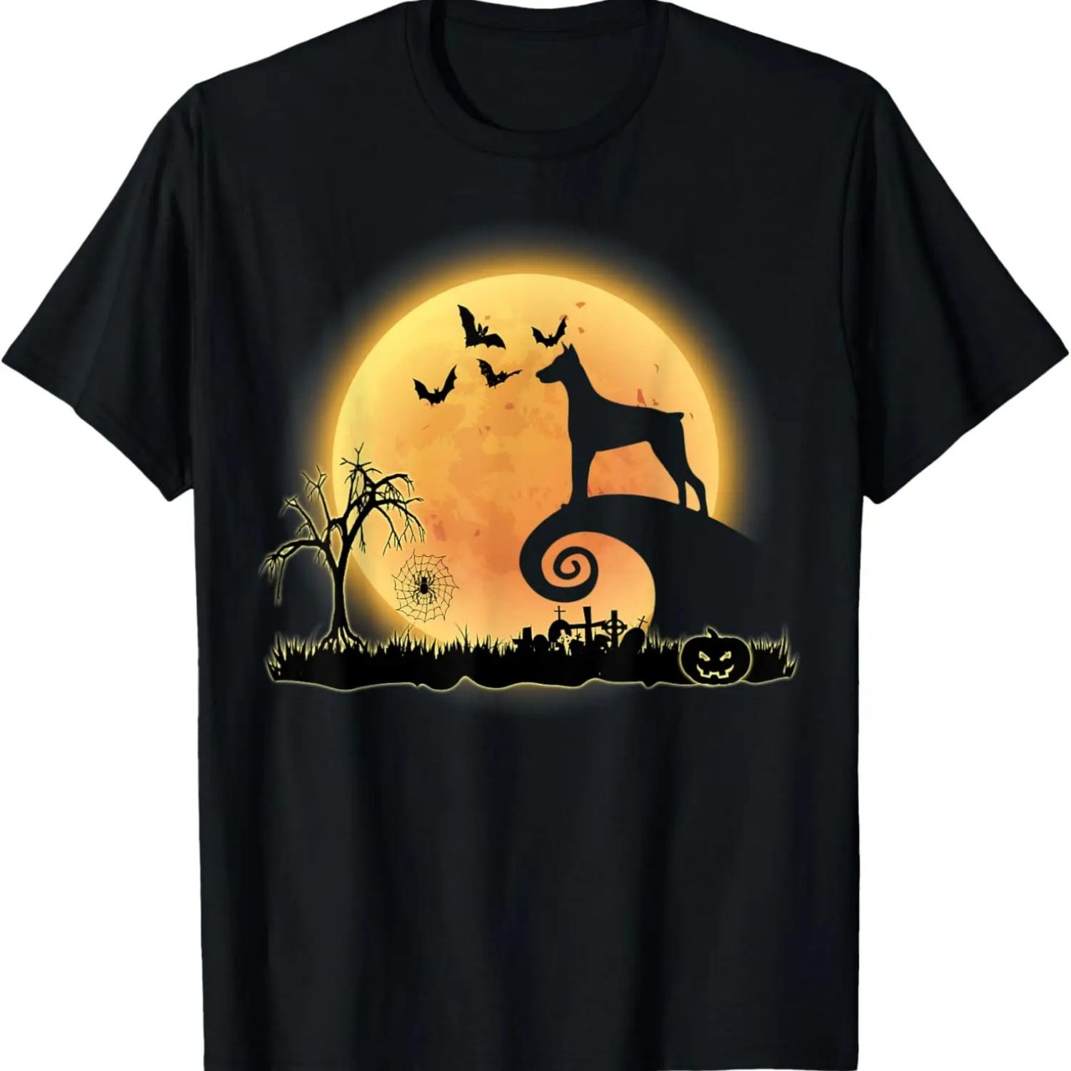 

Doberman Dog And Moon Funny Scary Halloween Costume T-Shirt XXXXXL чёрный