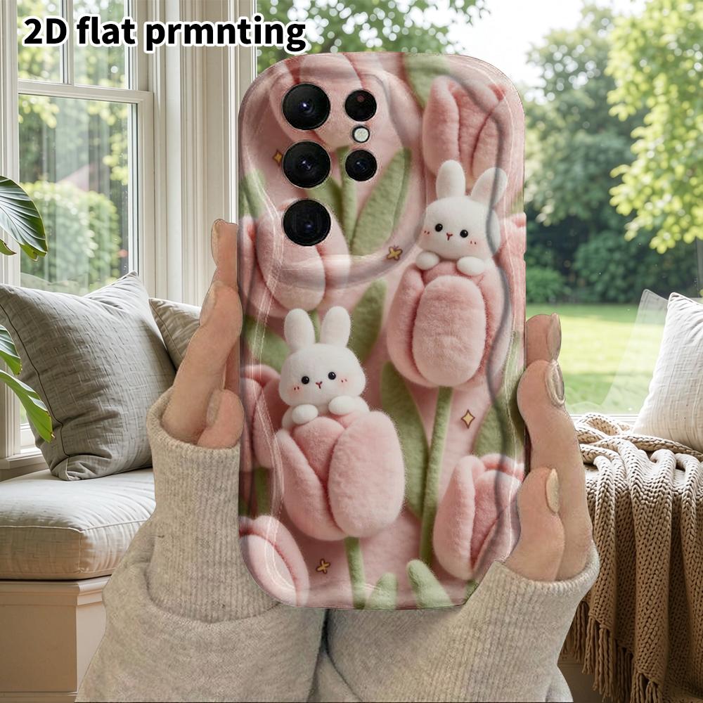 Phone Case: 2D Flat Samsung Galaxy A34 A35 M05 M06 S20 S22 S21 FE Plus 5G Protective Case, Couple Style, Tulip Rabbit, Christmas and Halloween Gift