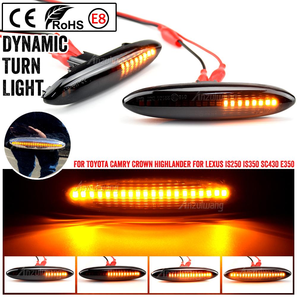 2PCS Led Dynamic Side Marker Turn Signal Light For Lexus IS250 IS350 SC430 Toyota MARK X REIZ CROWN UZZ40 Highlander Camry 40